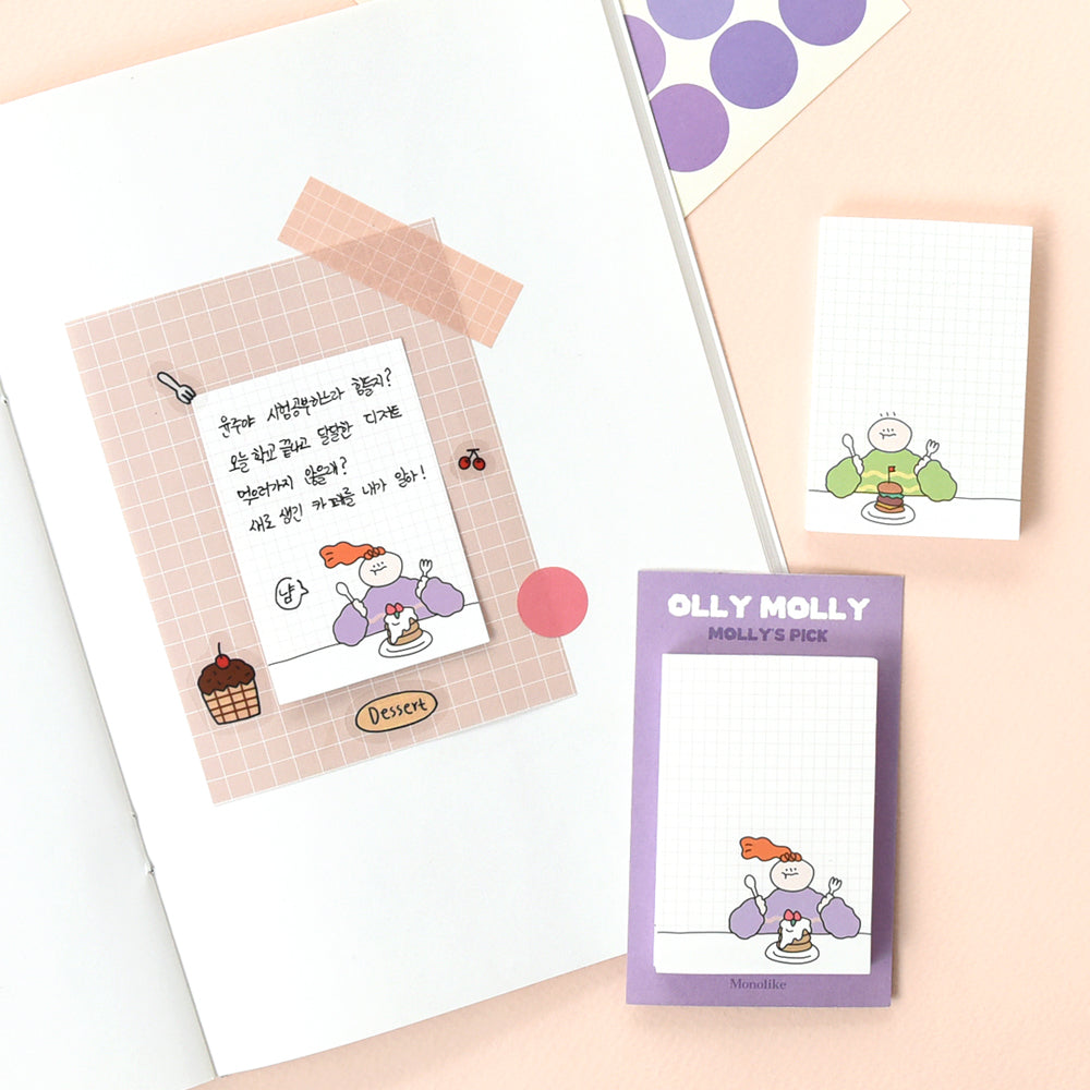 Monolike Grid Olly Molly, Coloring Sticky-it - 6p Set Self-Adhesive Memo Pad 50 Sheets