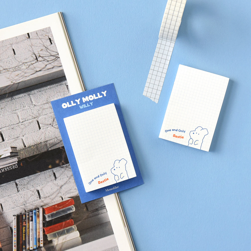 Monolike Grid Olly Molly, Drawing Sticky-it - 6p Set Self-Adhesive Memo Pad 50 Sheets