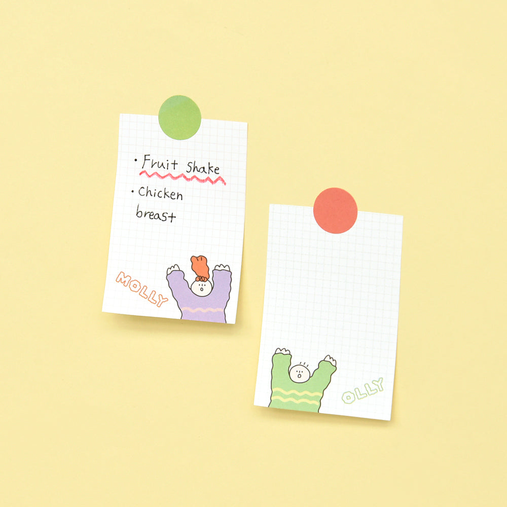 Monolike Grid Olly Molly, Coloring Sticky-it - 6p Set Self-Adhesive Memo Pad 50 Sheets