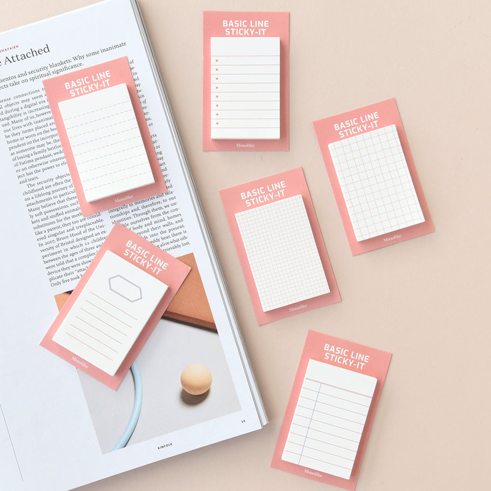 Monolike Basic Line Orange Sticky-it - 6p Set Self-Adhesive Memo Pad 50 Sheets