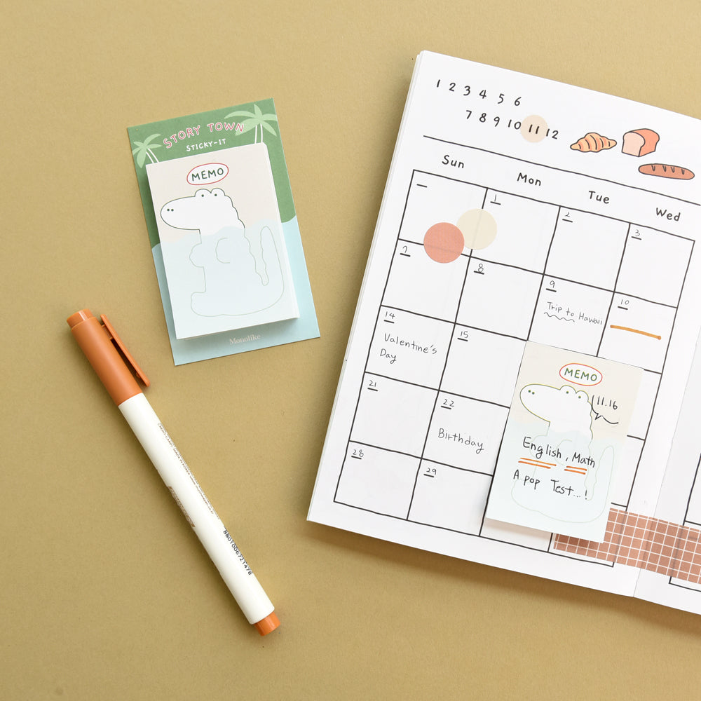 Monolike Story Town Sticky-it - 6p Set Self-Adhesive Memo Pad 50 Sheets
