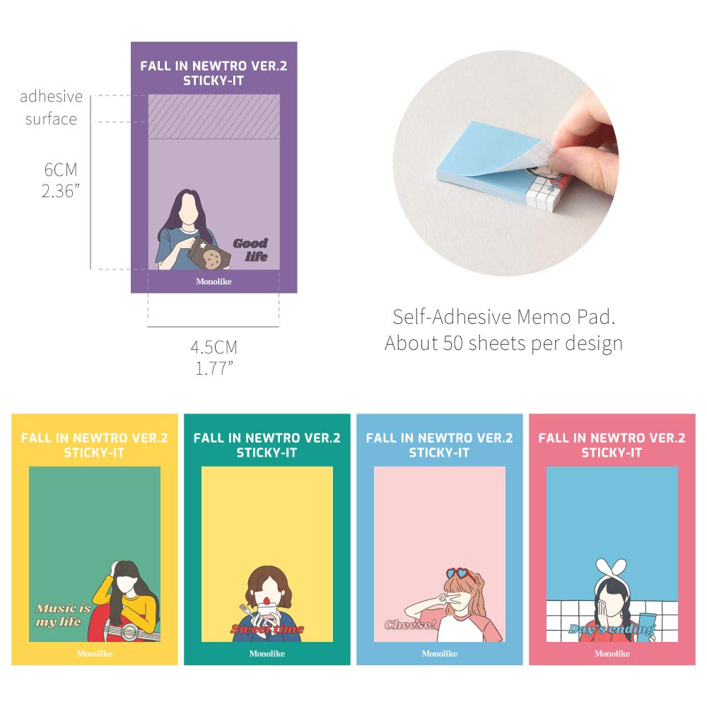 Monolike Fall in newtro Ver.2 Sticky-it - 5p Set Self-Adhesive Memo Pad 50 Sheets