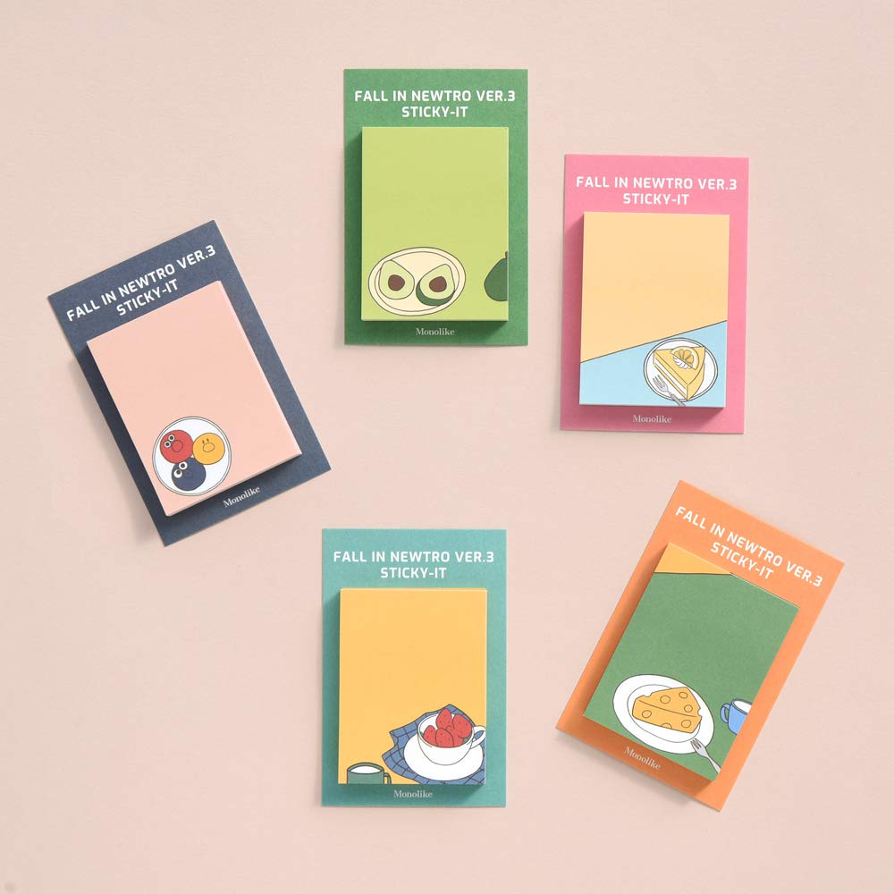 Monolike Fall in newtro Ver.3 Sticky-it - 5p Set Self-Adhesive Memo Pad 50 Sheets