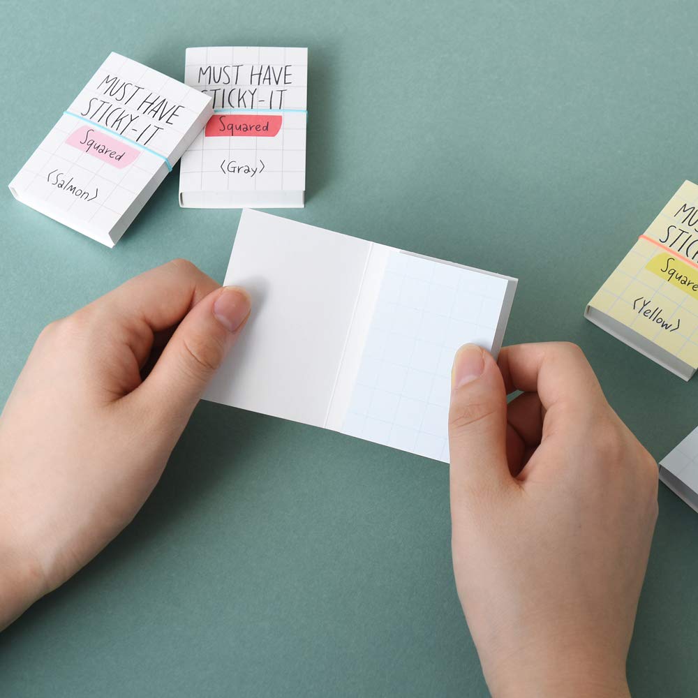 Monolike Must Have Sticky Squared 4p SET Self-Adhesive Memo Pad 80 sheets, Daily Sticky, Diary, Memo