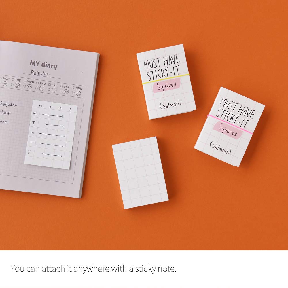 Monolike Must Have Sticky Squared 4p SET Self-Adhesive Memo Pad 80 sheets, Daily Sticky, Diary, Memo