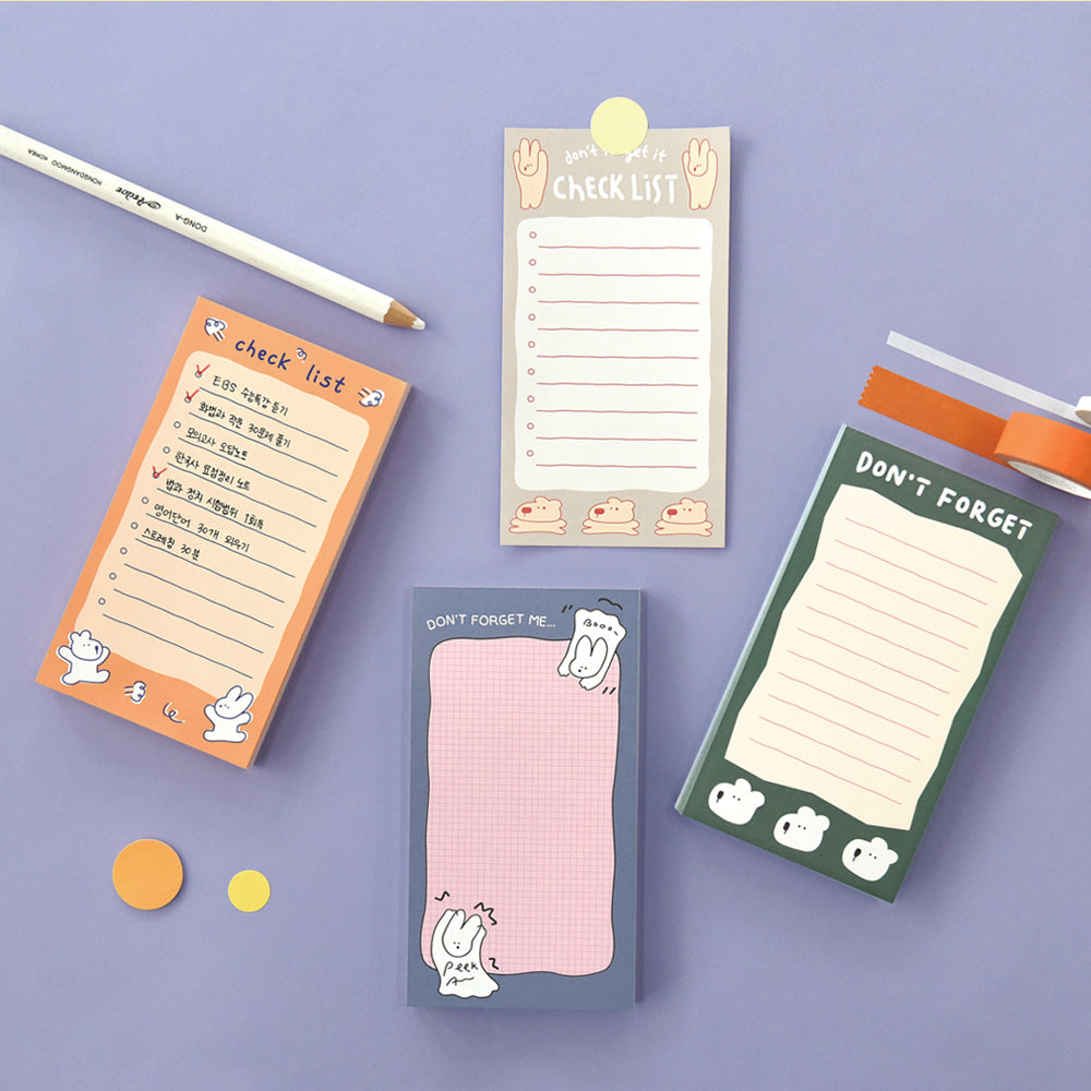 Monolike Memopad Happy and Lucky Petit Petit A SET - 4 Packs, 4 Different Designs, 80 Sheets Per Pad, Total 320 Sheets, Note pads, Writing pads, 80x148mm