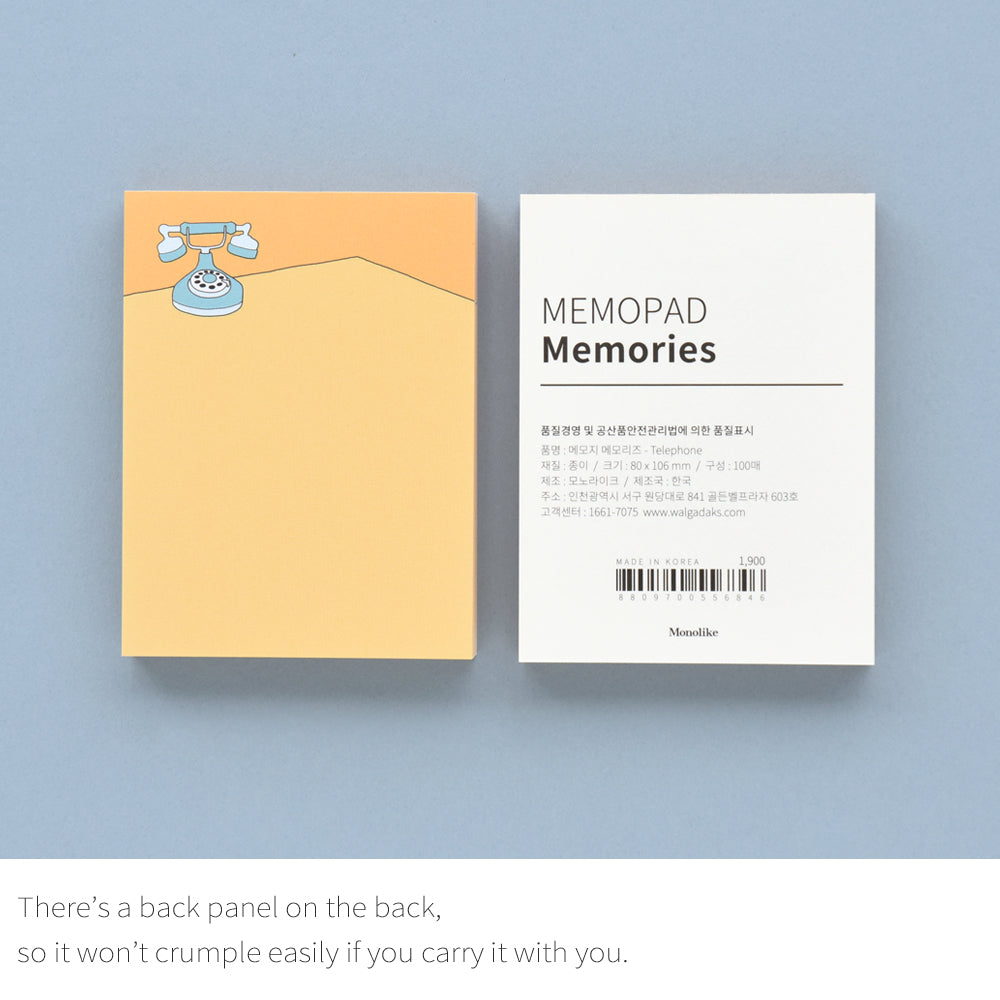 Monolike Memopad Memories design A SET - 4 Packs, 4 Different Designs, 100 Sheets Per Pad, Total 400 Sheets, Note pads, Writing pads, 3.15 x 4.17 Inches