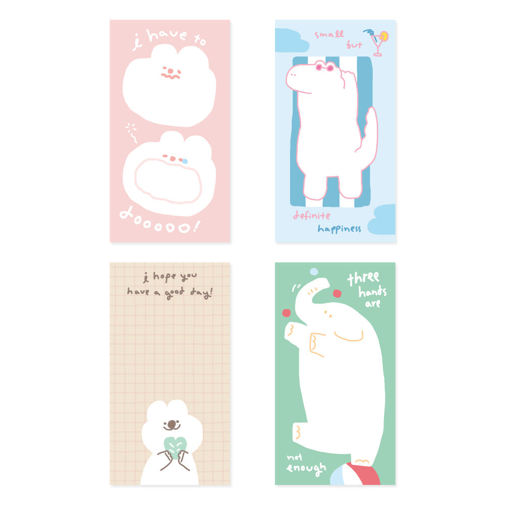 Monolike Memopad Storytown Afternoon B SET - 4 Packs, 4 Different Designs, 80 Sheets Per Pad, Total 320 Sheets, Note pads, Writing pads, 80x148mm