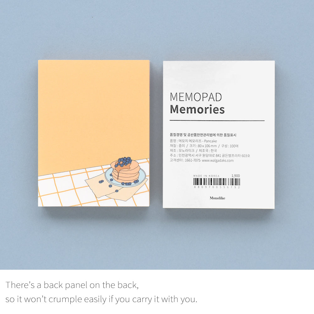 Monolike Memopad Memories design B SET - 4 Packs, 4 Different Designs, 100 Sheets Per Pad, Total 400 Sheets, Note pads, Writing pads, 3.15 x 4.17 Inches
