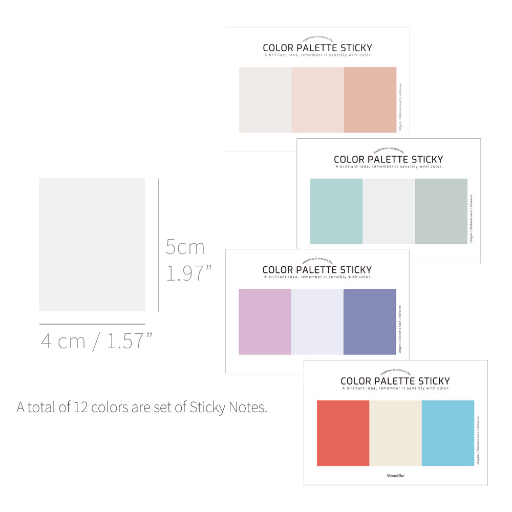 Monolike Colour palette Sticky Solid 301 A SET 4p - Self-Adhesive Memo Pad 30 sheets