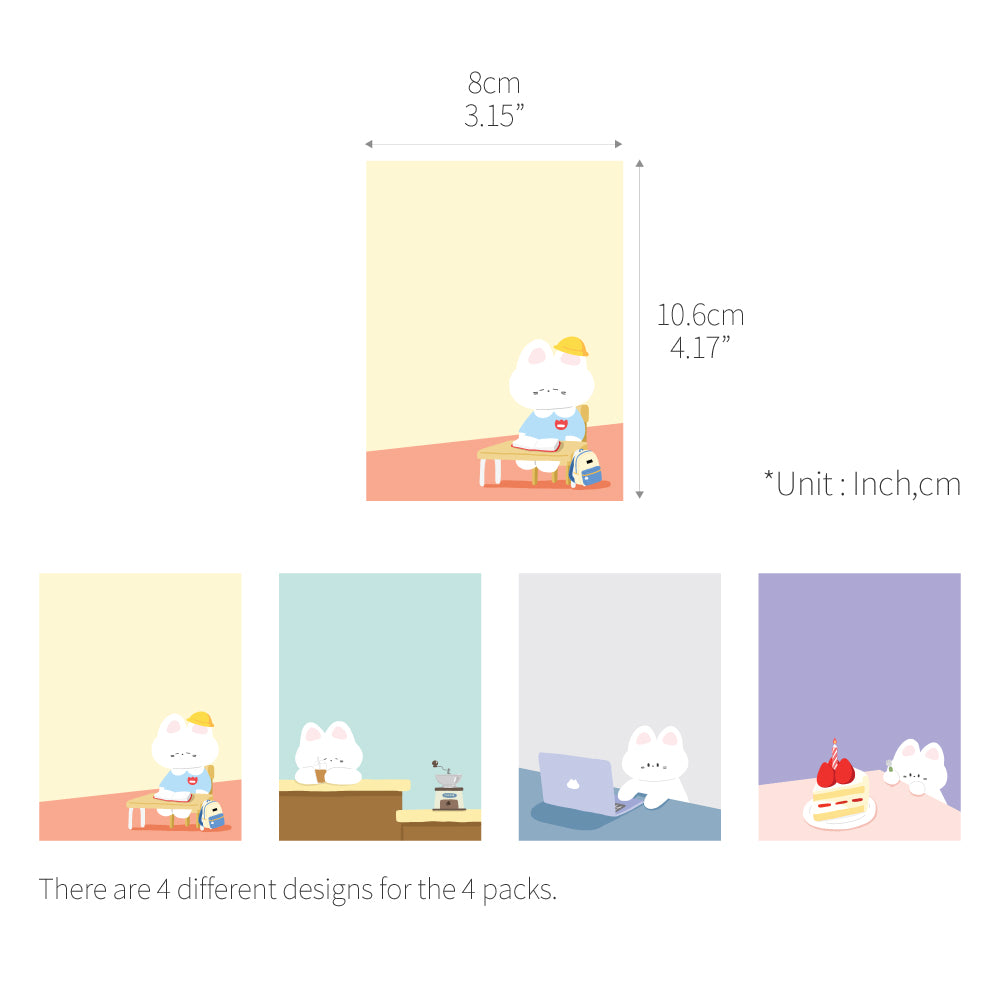 Monolike Memopad Gureum's Daily Life design SET - 4 Packs, 4 Different Designs, 100 Sheets Per Pad, Total 400 Sheets, Note pads, Writing pads