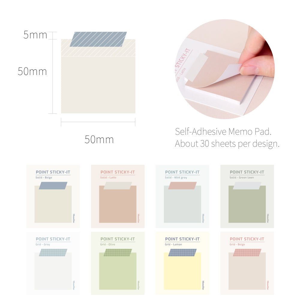 Monolike Point Sticky-it - 8p Set Self-Adhesive Memo Pad 50 Sheets