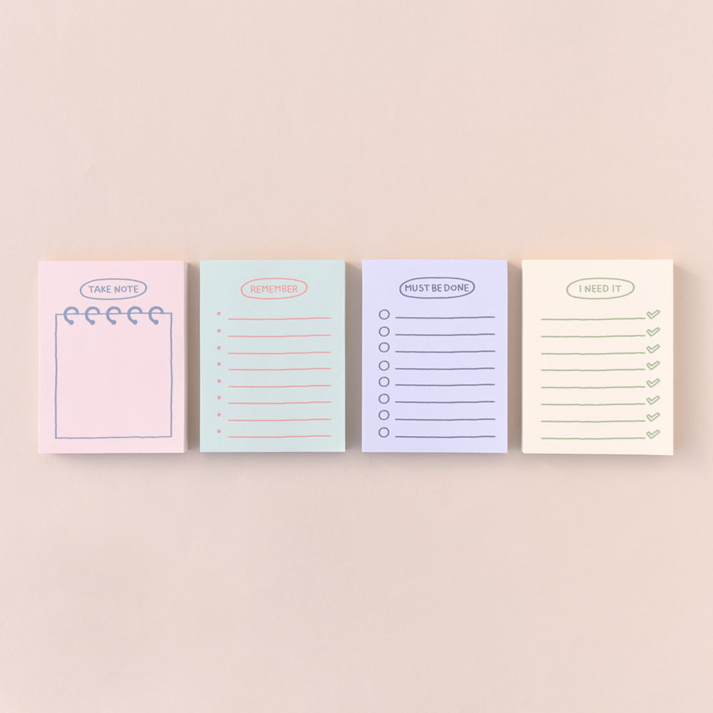 Monolike Memopad Sketch Planning Ver.2 design SET - 4 Packs, 4 Different Designs, 100 Sheets Per Pad, Total 400 Sheets, Note pads, Writing pads