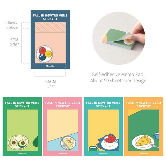 Monolike Fall in newtro Ver.3 Sticky-it - 5p Set Self-Adhesive Memo Pad 50 Sheets