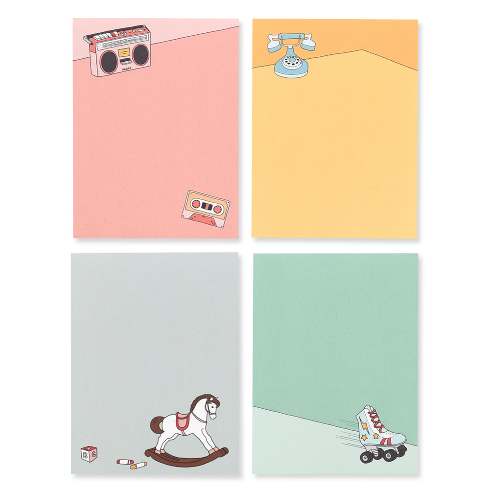 Monolike Memopad Memories design A SET - 4 Packs, 4 Different Designs, 100 Sheets Per Pad, Total 400 Sheets, Note pads, Writing pads, 3.15 x 4.17 Inches