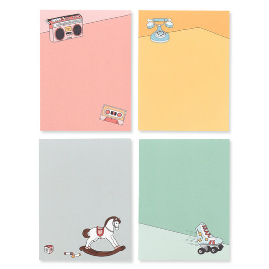 Monolike Memopad Memories design A SET - 4 Packs, 4 Different Designs, 100 Sheets Per Pad, Total 400 Sheets, Note pads, Writing pads, 3.15 x 4.17 Inches