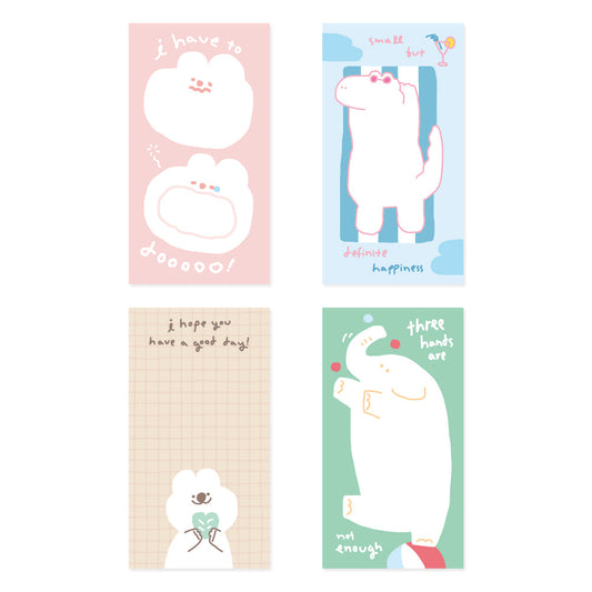 Monolike Memopad Storytown Afternoon B SET - 4 Packs, 4 Different Designs, 80 Sheets Per Pad, Total 320 Sheets, Note pads, Writing pads, 80x148mm