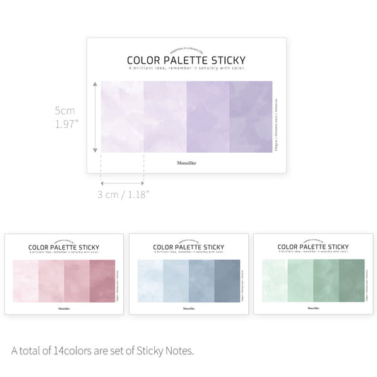 Monolike Color Palette Sticky Color painting 400 A SET 4P - Self-Adhesive Memo Pad 30 sheets