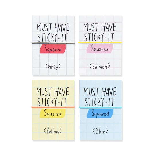 Monolike Must Have Sticky Squared 4p SET Self-Adhesive Memo Pad 80 sheets, Daily Sticky, Diary, Memo