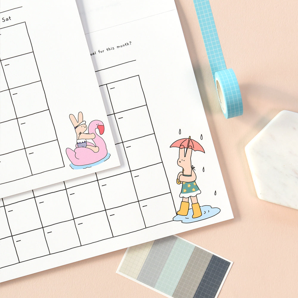 Monolike Happy and Lucky A4 Monthly + Weekly Planner pad, Camping + Reading SET - Academic Planner, Weekly & Monthly Planner, To-do list, Note pad, Scheduler