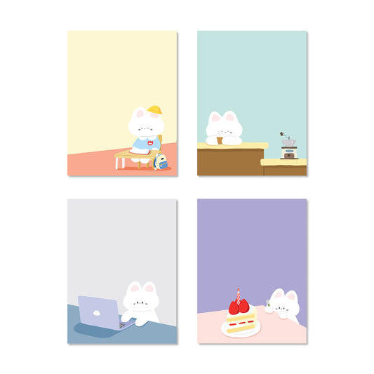 Monolike Memopad Gureum's Daily Life design SET - 4 Packs, 4 Different Designs, 100 Sheets Per Pad, Total 400 Sheets, Note pads, Writing pads