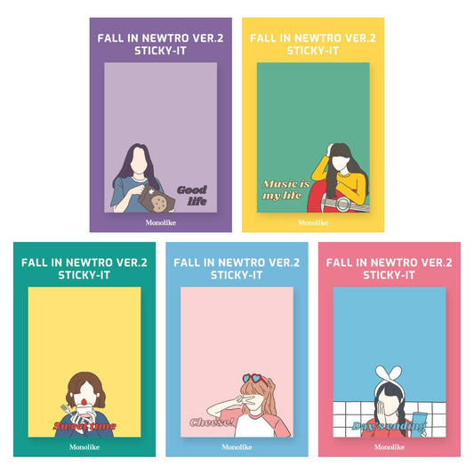 Monolike Fall in newtro Ver.2 Sticky-it - 5p Set Self-Adhesive Memo Pad 50 Sheets